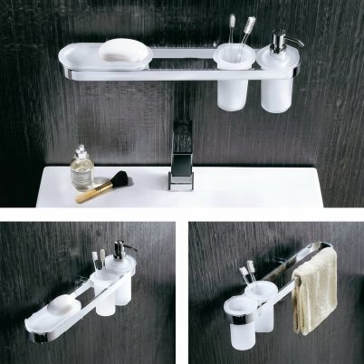 Neko Inspire Towel/Multifunction rail 450mm with Tumbler Soap Dish soap dispenser