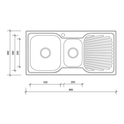 Neko Cruze Sink 980x480mm 1+1/2 Left Hand Bowl 1TH Satin Stainless Steel