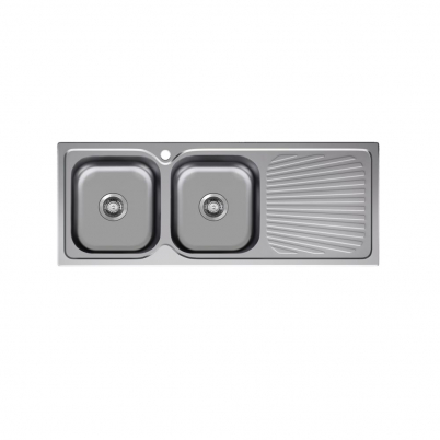 Neko Cruze Sink 1180x480mm Left Hand Double Bowl 1TH Satin SS