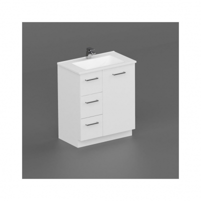 Neko Locus Vanity Cabinet+Kick Only 750mm 1-Door 3-L/H Drawers White Gloss