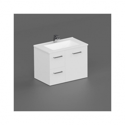 Neko Locus Wall Hung Vanity Cabinet Only 750mm 1-Door 2-L/H Drawers White Gloss