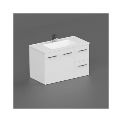 Neko Locus Wall Hung Vanity Cabinet Only 900mm 2-Door 2-R/H Drawers White Gloss