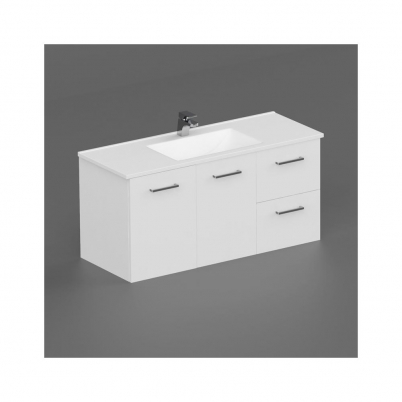 Neko Locus Wall Hung Vanity Cabinet Only 1200mm 2-Door 2-R/H Drawers White Gloss