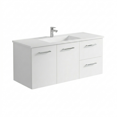 Neko Locus Wall Hung Vanity Cabinet Only 1200mm 2-Door 2-R/H Drawers White Gloss