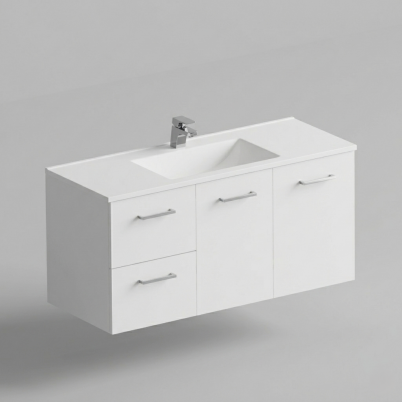 Neko Locus Wall Hung Vanity Cabinet Only 1200mm 2-Door 2-L/H Drawers White Gloss