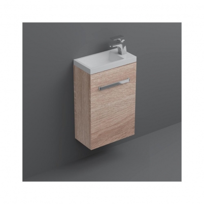 Space W/H Vanity 400x220x600mm 1 RH Door w/Handle & Poly Marble Top Elegant Oak