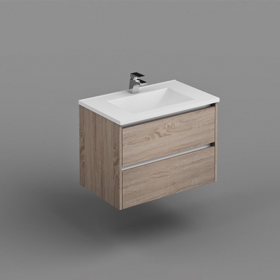 Neo Deluxe W/H Vanity 750mm Dbl Drawer Finger Pull Soft Close Elegant Oak Cabinet only