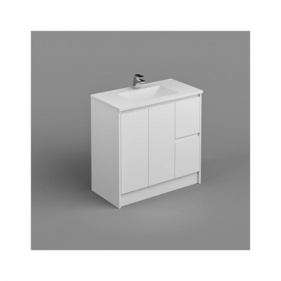 Sense Deluxe Vanity+Kick 900mm 2-Door 2-R/H Drawers Gloss White Cabinet Only