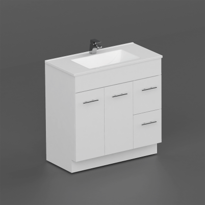 Neko Crave Vanity+Kick 900mm 2-Soft Close Door Door 2-R/H Drawers Chrome Handle Cabinet Only