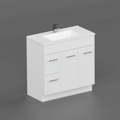 Neko Crave Vanity+Kick 900mm 2-Soft Close Door Door 2-L/H Drawers Chrome Handle Cabinet Only