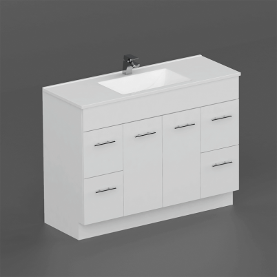 Neko Crave Vanity+Kick 1200mm 2-Centre Soft Close Door 2x2-Drawers Chrome Handle Cabinet Only