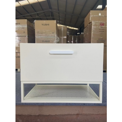 Mulberry 750 Vanity Cabinet Wall Hung w/- 1 Drawer & Open Shelf Contrast Colour Scheme with Polymarble Top