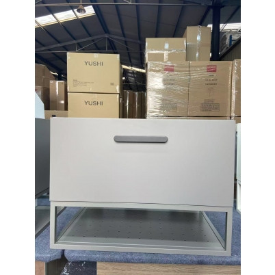 Mulberry 750 Vanity Cabinet Wall Hung w/- 1 Drawer & Open Shelf Light Colour Scheme with Polymarble Top