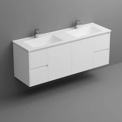 Sierra W/H Vanity 1500mm 2-Centre Door 2x2-Drawers Gloss White Cabinet Only