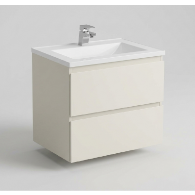 Zen 600mm Double Drawer Vanity Cabinet Light Grey with Polymarble Top