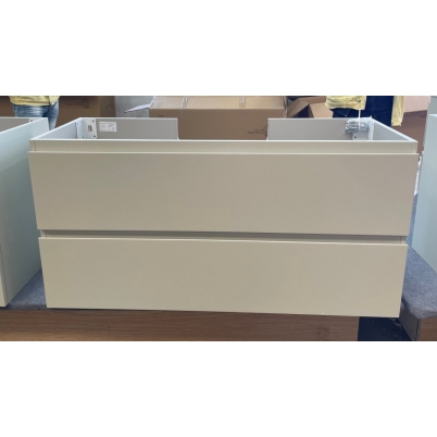 Zen 1200mm Double Drawer Vanity Cabinet Light Grey with Polymarble Top