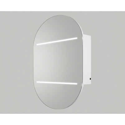 Mulberry 550 Polished Edge Mirror Door Cabinet w/- 1 Door & LED 550x900mm White