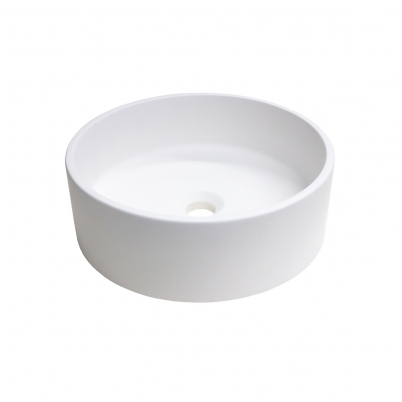 Hue 360 Polymarble Matte White Round Countertop Basin 360x120mm without overflow 