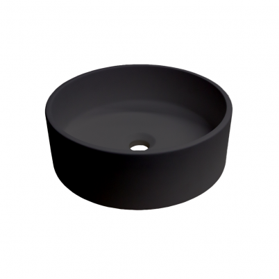 Hue 360 Polymarble Matte Black Round Countertop Basin 360x120mm without overflow 