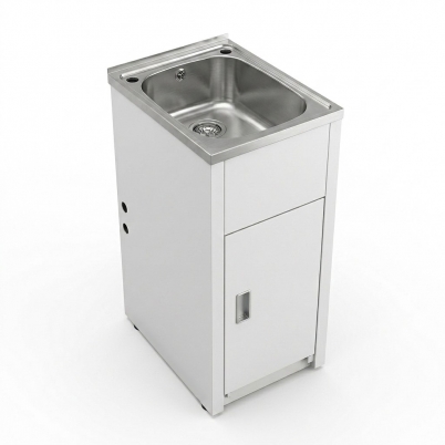 Sync 395 30lt Compact Laundry Tub w/- overflow and Cabinet