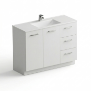 Neko Locus Vanity Cabinet+Kick Only 1200mm 2-Door 3-R/H Drawers White Gloss