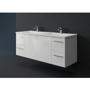 Locus 1500mm Vanity Wall Hung 2-Centre Door 2x2-Drawers Gloss White Cabinet Only