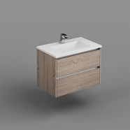 Neo Deluxe W/H Vanity 750mm Dbl Drawer Finger Pull Soft Close Elegant Oak Cabinet only