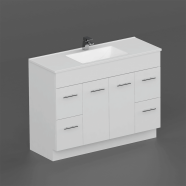 Neko Crave Vanity+Kick 1200mm 2-Centre Soft Close Door 2x2-Drawers Chrome Handle Cabinet Only