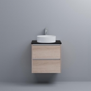 Polymarble Matte Black 600mm Top Only w/ Cut-out to Suit Trend-Cue-Bliss-Lux-Hue Basin