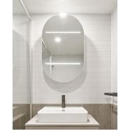 Mulberry 550 Polished Edge Mirror Door Cabinet w/- 1 Door & LED 550x900mm White