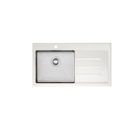Neko Lux Sink 910x530mm with Tempered White Glass Top Single Left Hand Bowl Sati