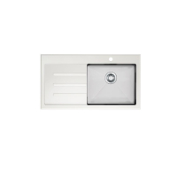 Neko Lux Sink 910x530mm with Tempered White Glass Top Single Right Hand Bowl Sat