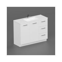 Neko Locus Vanity Cabinet+Kick Only 1200mm 2-Door 3-R/H Drawers White Gloss