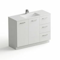 Neko Locus Vanity Cabinet+Kick Only 1200mm 2-Door 3-R/H Drawers White Gloss