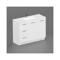 Neko Locus Vanity Cabinet+Kick Only 1200mm 2-Door 3-L/H Drawers White Gloss