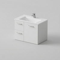 Neko Locus Wall Hung Vanity Cabinet Only 750mm 1-Door 2-L/H Drawers White Gloss