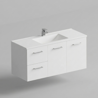 Neko Locus Wall Hung Vanity Cabinet Only 1200mm 2-Door 2-L/H Drawers White Gloss