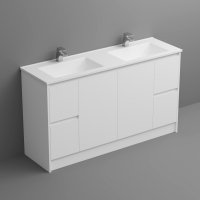 Sense Deluxe Vanity+Kick 1500mm 2-Centre Door 2x2-Drawers Gloss White Cabinet Only