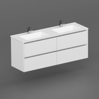Neo Deluxe 1500mm Vanity Wall Hung 2x2 Drawer Finger Pull Soft Close Gloss White Cabinet Only