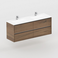Neo Deluxe 1500mm Vanity Wall Hung 2x2  Drawer Finger Pull Soft Close Dark Elm Cabinet Only