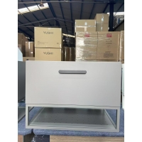 Mulberry 750 Vanity Cabinet Wall Hung w/- 1 Drawer & Open Shelf Light Colour Scheme with Polymarble Top