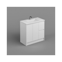 Sierra Vanity+Kick 900mm 2-Door 2-R/H Drawers Gloss White Cabinet Only