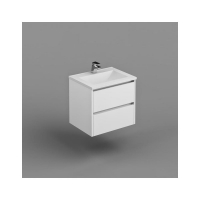 Inspire W/H Vanity Cabinet Only 600mm Dbl Drawer Finger Pull Soft  PU Gloss White