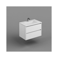 Inspire W/H Vanity Cabinet Only 750mm Dbl Drawer Finger Pull Soft Close PU Gloss White