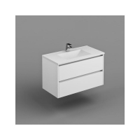 Inspire W/H Vanity  Cabinet Only 900mm Dbl Drawer Finger Pull Soft Close PU Gloss White