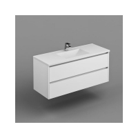 Inspire W/H Vanity  Cabinet Only 1200mm Dbl Drawer Finger Pull Soft Close PU Gloss White