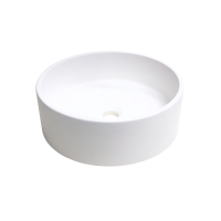 Hue 360 Polymarble Gloss White Round Countertop Basin 360x120mm without overflow 