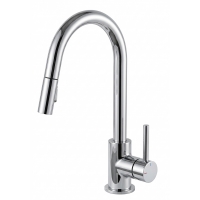 Hue Round Gooseneck Sink Mixer w/- Pull-out Spray Chrome