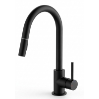 Hue Round Gooseneck Sink Mixer w/- Pull-out Spray Matte Black